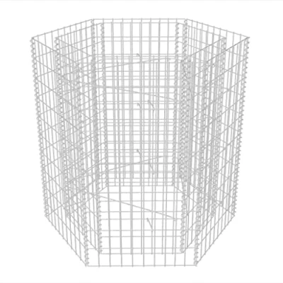 Image of vidaXL Hexagonal Gabion Raised Bed Galvanized Steel Flower or Plant Border Rustproof and Weather Resistant Easy Filling Design Stable Sturdy Construction