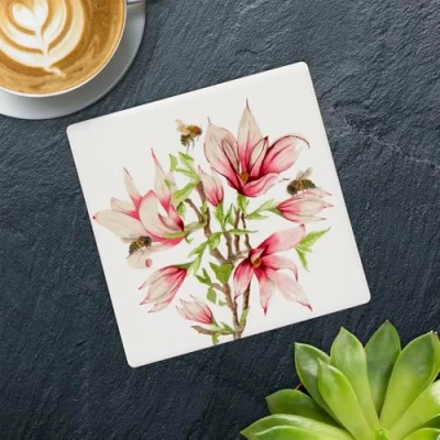 Image of Bee Tanical Magnolia Coaster Drinks Mat
