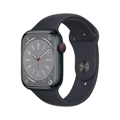 Image of Apple Watch Series 8 (GPS + Cellular, 45mm) Midnight Aluminium Case with Sport Band (Renewed)