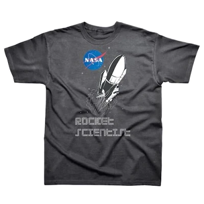 Image of Men&#039;s NASA T Shirt (Rocket Scientist Design). Men, Shirts for Men UK, Mens in Sizes S XXL. Tshirt Men. Gifts Genuine Merchandise Dark Heather