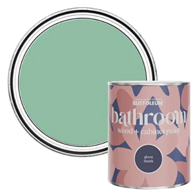 Image of Rust Oleum Green Moisture Resistant Bathroom Wood and Cabinet Paint in Gloss Finish Wanderlust 750ml