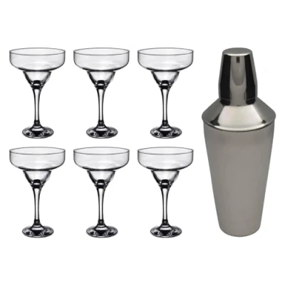 Image of Rink Drink 7 Piece Margarita Cocktail Shaker Set Classic Style Party Drinking Barware 295ml Clear