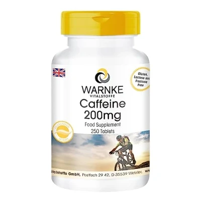 Image of Caffeine 200mg Highly dosed Vegan 250 Tablets Warnke Vitalstoffe German Pharmacy Quality