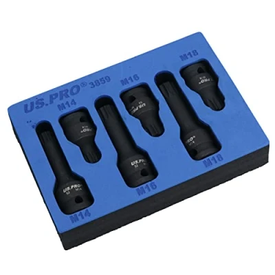 Image of 1/2in Drive Deep + Shallow Impact Impacted Male Spline Sockets M14 M16 M18