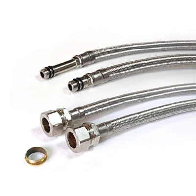 Image of Xcel Home™ 2X (Pair of) M10 (10mm) x 15mm Compression (500mm) Replacement Flexible Hose Pipe Tails DIY Boiler/Kitchen Sink/Bathroom Basin Monobloc Tap Mixer Connectors Flexi Pipes