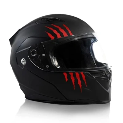 Image of Finest Folia Scratch Helmet Sticker, Set of 2, 7.5 x cm, Monster Claw Decoration for Motorcycle, Helmet, Car, Motorcycle Marks, Self Adhesive, Waterproof, K173 (Carmine