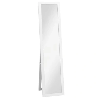 Image of HOMCOM Rustic Full Length Mirror, Hanging and Freestanding Floor Farmhouse Decorative Wall for Living Room, Bedroom, 157 cm, White