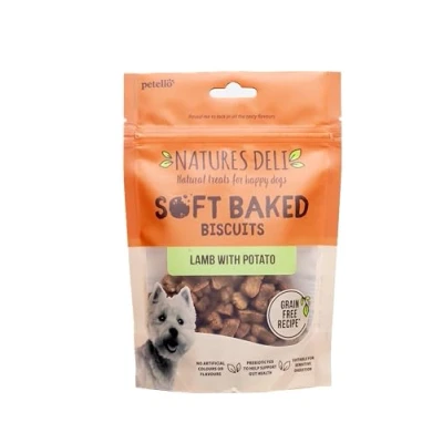 Image of Natures Deli Soft Baked Biscuits Lamb with Potato Dog Treats, Oven Grain Free Low Fat Treats for Dogs 100 g