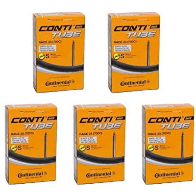 Image of Continental Race 28 700 x 20 25c Bike Inner Tubes Presta 80mm Long Valve (Pack of 5), Black