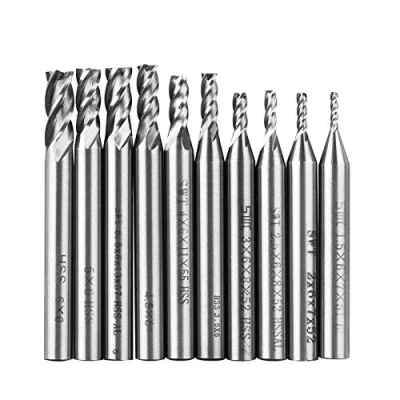 Image of Linkstyle 10PCS HSS Drill End Mill Bits Set (1.5 6mm), 4 Flute CNC Carbide Straight Shank Milling Cutter Tool for Cutting Wood Aluminum Steel Titanium Metal
