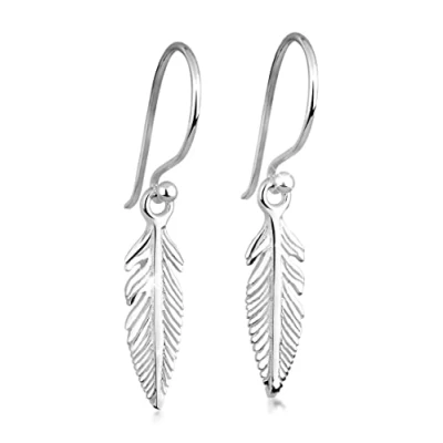 Image of Elli Earrings Ladies Ear Hanger Feather Boho in 925 Sterling Silver