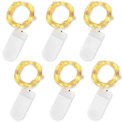 Image of Jsdoin Fairy Lights, 6 Pack 2m 20 Led Battery Operated String Lights Copper Wire Light for Indoor Outdoor Lighting, Bedroom, Wedding Decor, Party, Christmas, Tree Decoration(Warm White)