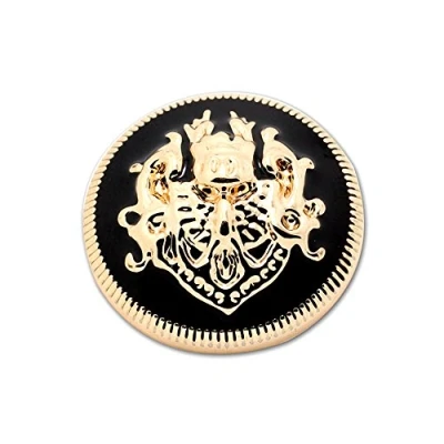 Image of Metal Buttons Gold Black Shank Coat Sweater DIY Double Lions Sewing Butons Pack of 10