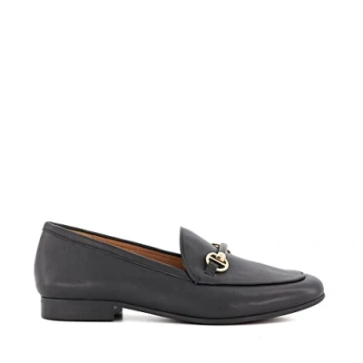 Image of Dune London Womens Ladies Grandeur Metal Trim Snaffle Loafers Black Leather (archived) Size UK 5