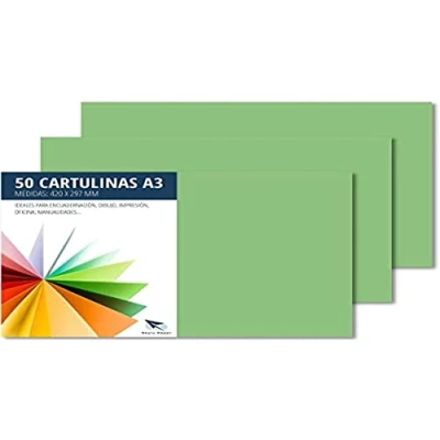 Image of RAYLU Paper Coloured A3 50 Pieces 180gsm Card 297 x 420 mm Professional Cardboard Boxes for Office Copy Colourful Crafts (Apple Green)