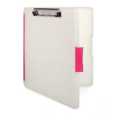 Image of Dexas Slimcase 2 Storage Clipboard with Side Opening, Glitter Pink Clips
