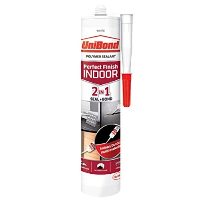 Image of UniBond 2in1 Seal + Bond WHITE Polymer Sealant 389g Flexible Weatherproof Multi Surface Application Touch dry in 1 hour and fully 48 hours (Single)