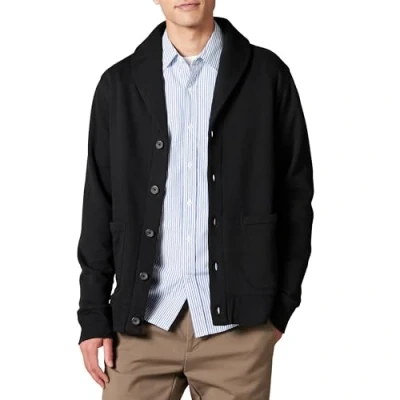 Image of Amazon Essentials Men&#039;s Long Sleeve Fleece Shawl Collar Cardigan, Black, M