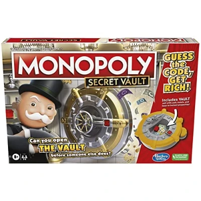 Image of Monopoly Secret Vault Board Game for Kids Ages 8 and Up, Family 2 6 Players, Includes