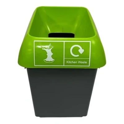 Image of Chabrias Ltd 30 Litre Recycling Waste Bin With Lid &amp; Logo Made in England From 100% Recycled Plastic (Lime Green)
