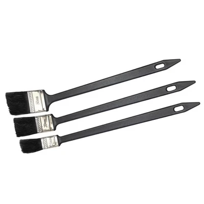 Image of Faithfull FAIPBRAD3 Long Reach Angled Radiator Paint Brush Set of Three: 25, 38, 50mm (1, 1.5, 2in) 300mm Handle