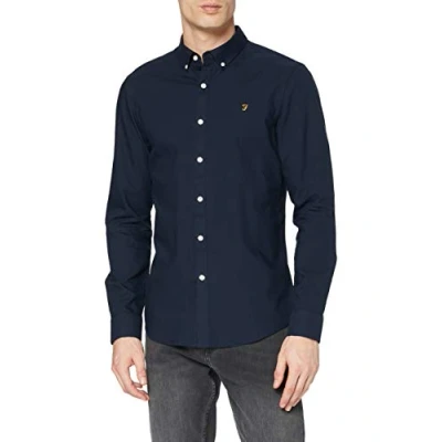 Image of Farah Men&#039;s Brewer Shirt, Maritime Blue, L UK