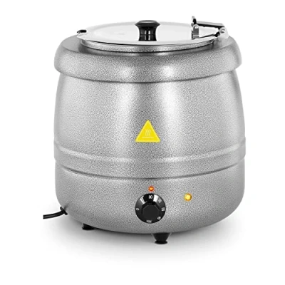 Image of Royal Catering RCST 9405 Soup Kettle 10 L Silver Coated Steel 400 W Electric Warmer (Temperature Range 35 80 C, Cool Touch Handle, Inner Pot)