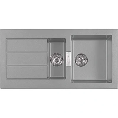 Image of Franke Kitchen Sink Made of Tectonite with Single and a Half Bowl Sirius 651 onyx 114.0476.405, Grey, 60 cm