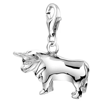 Image of Nenalina 713212 000 bull charm pendant in 925 sterling silver, fits all common jewellery