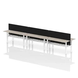 Image of Air B2B 1800x600mm Adjustable 6P Bench Desk CP Grey Oak/White + Screen