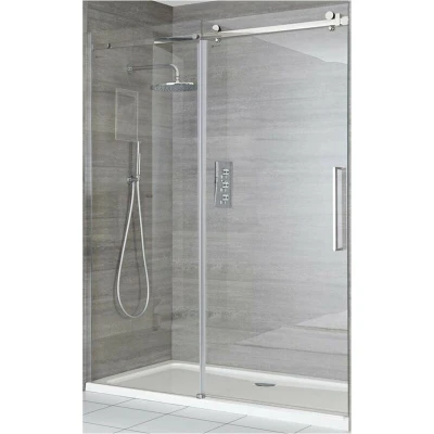 Image of Milano Portland 1200mm Chrome Reversible Frameless Sliding Shower Enclosure Door