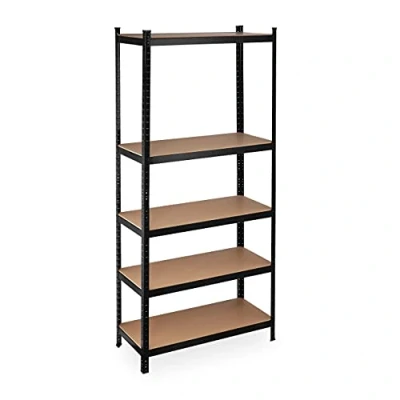 Image of Relaxdays Heavy Duty Shelving Unit, Max. Load 1325 kg, 220x100x45cm, 5 Shelves, Garage &amp; Warehouse Storage, Steel, Black