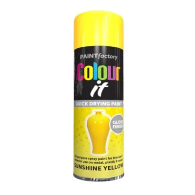 Image of AlezyB 3 x Sunshine Yellow All Purpose Aerosol Spray Paint 250ml. Excellent Coverage, Quick &amp; Fast Drying for interior exterior Multipurpose Metal Plastic Wood Glass.