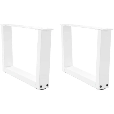 Image of vidaXL dining table leg white adjustable steel V shape minimalist style sleek modern design for office/living room
