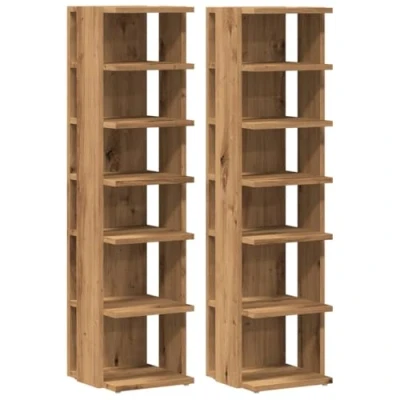 Image of vidaXL 2 Piece Artisan Oak Shoe Racks 28 x 27 102 cm in Particle Board, Cabinet, Shelf, Cabinet