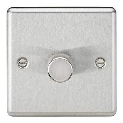 Image of KnightsBridge 1G 2 way 10 200W (5 150W LED) trailing Edge dimmer Rounded Brushed Chrome