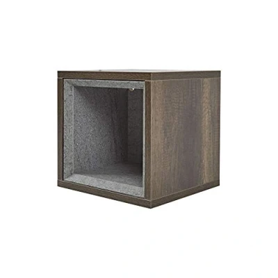 Image of Milano Bexley 300mm Wall Hung Bathroom Cube Storage Unit Dark Oak