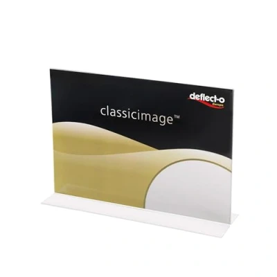 Image of Deflecto A4 Landscape Stand Up Sign Holder, Signs Display Board, Menu Stand, Document Holders for Tables, Leaflet Holder
