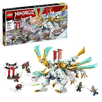 Image of LEGO NINJAGO Zane’s Ice Dragon Creature 2in1 Toy to Action Figure Warrior, Model Building Kit, Construction Set for Kids, Boys &amp; Girls with 5 Minifigures 71786