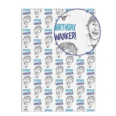 Image of Brainbox Candy 2 Sheets of Funny Rude &#039;W*nker&#039; Birthday Wrapping Paper Jay Inbetweeners Offensive Gift Wrap for Teenagers Him Her Men Women Folded, Quality