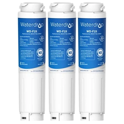 Image of Waterdrop WD F25 Fridge Water Filter, Replacement for Bosch® UltraClarity 644845, 740560 9000077104 (3 Pack)