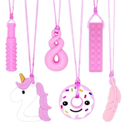 Image of Chew Necklaces for Sensory Kids Girls, Chewy Necklace with ADHD,SPD, Chewing, Teething or Special Needs, Autism Toys Adult Reduce Anxiety Fidgeting