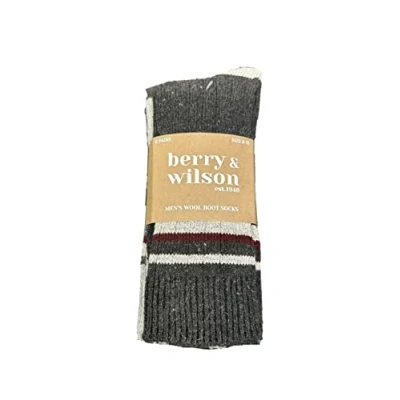 Image of Berry &amp; Wilson 3 Pairs Men’s Super Comfort Wool Boot Socks With Rib Leg Soft Grip Top (GREY&#039;S MIXED)