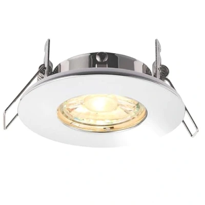 Image of SPECULO Ultra Slim Compact Chrome Fire Rated Downlight Recessed LED GU10 Round Spotlight Ceiling Light for Bathroom, Shower, Kitchen IP65