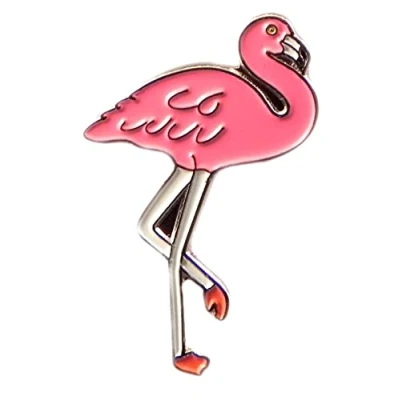 Image of Metal Enamel Pin Badge Bird Pink Flamingo (30mm) Hen Party Christening Wedding