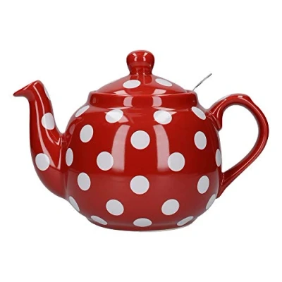 Image of London Pottery Farmhouse Filter 4 Cup Teapot Red With White Spots