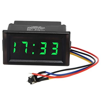 Image of for 12V Car Clock Electronic Digital,DC4.5 30V Waterproof Dustproof Auto LED Digital Display Replacement Car(Green)