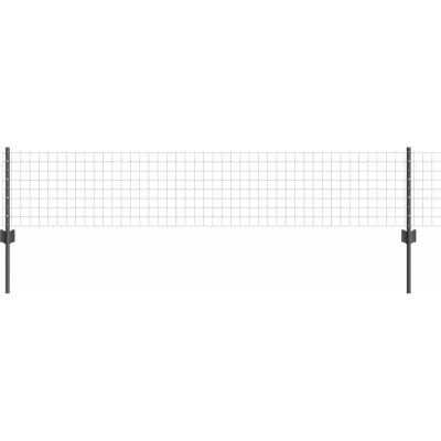 Image of vidaXL Euro Fence with 5 U Posts Grey 0,4x10 m Steel