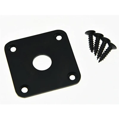 Image of KAISH Black Flat Bottom Metal Jack Plate Base Square Jackplate for Les Paul LP Guitars