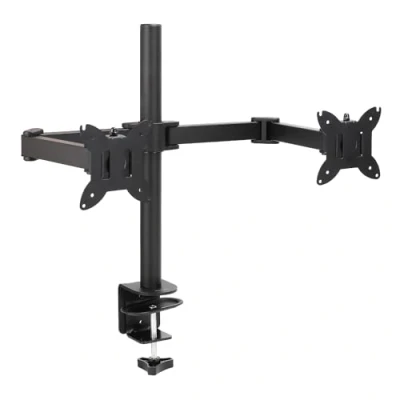Image of Amazon Basics Adjustable Dual Computer Monitor Arm Mount, Holds Monitors up to 32 Inches (81.3 cm), Black